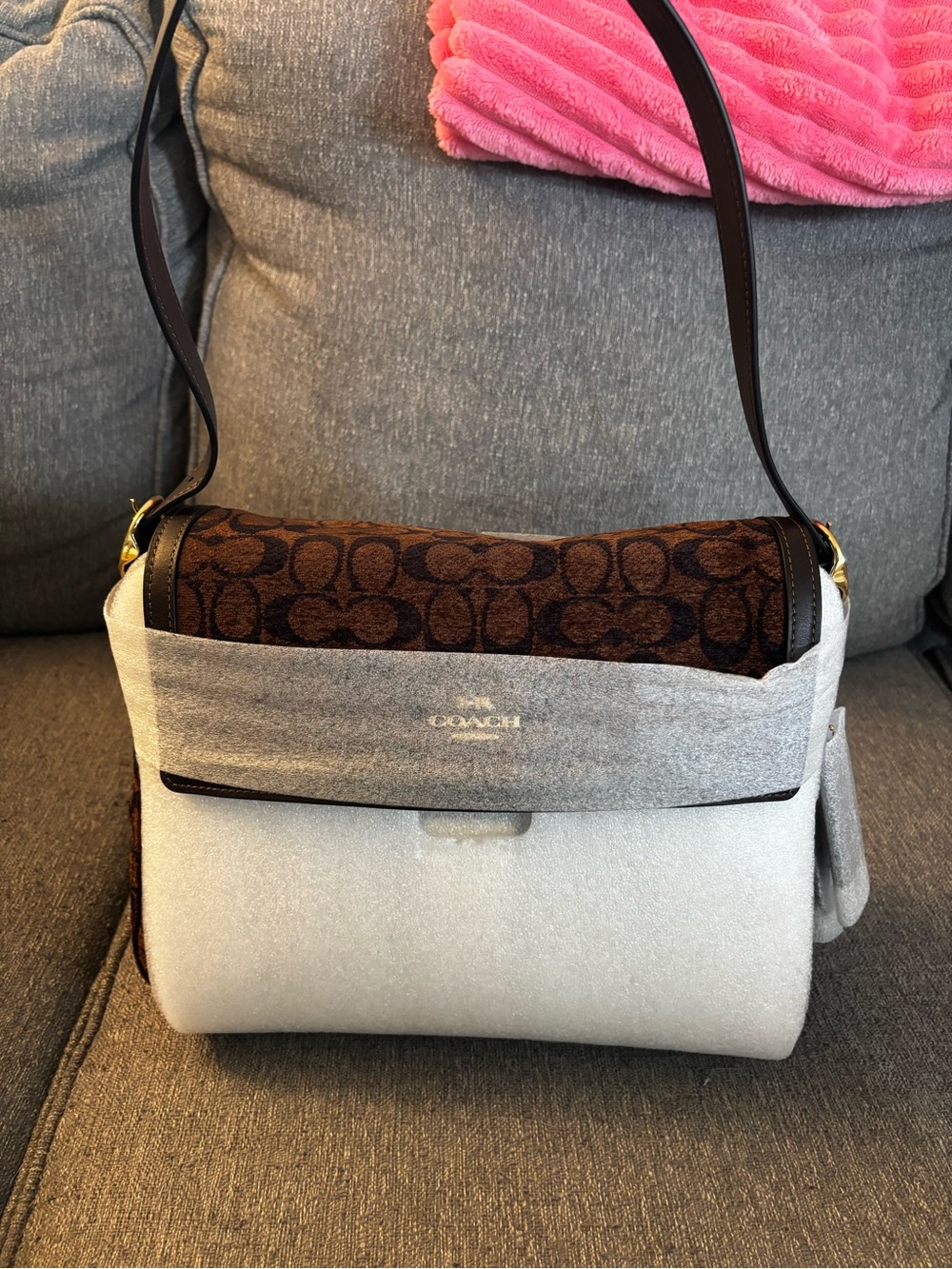Coach Large Etta Flap Chenille Shoulder Bag
